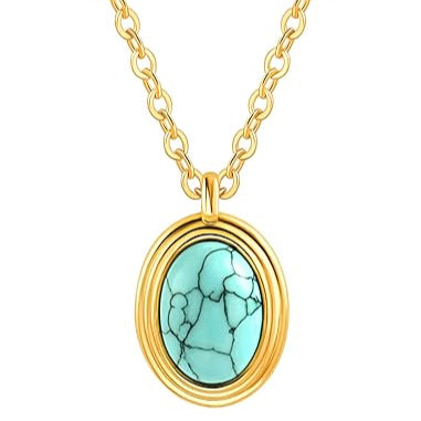 Boho Turquoise Pendant Necklace – 18k Gold Festival Jewelry
