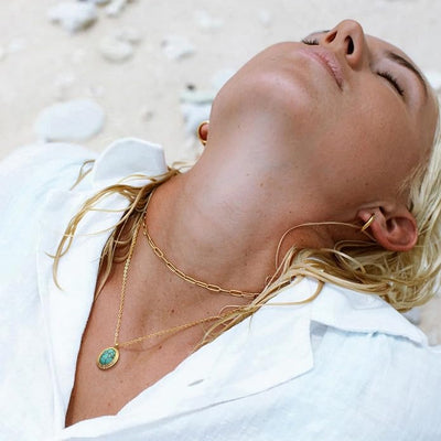 Boho Turquoise Pendant Necklace – 18k Gold Festival Jewelry