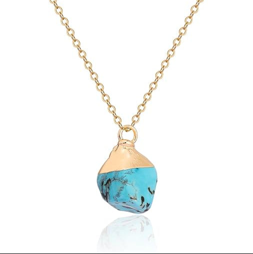 Turquoise Crystal Necklace – 14K Gold Plated, Handmade
