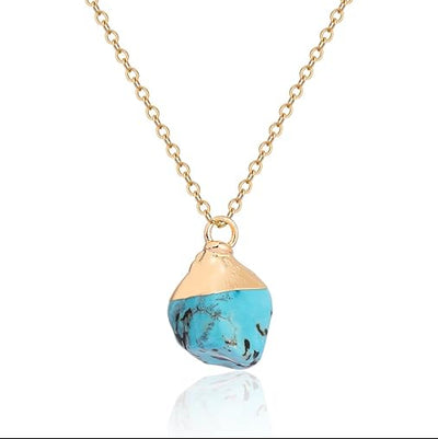 Turquoise Crystal Necklace – 14K Gold Plated, Handmade