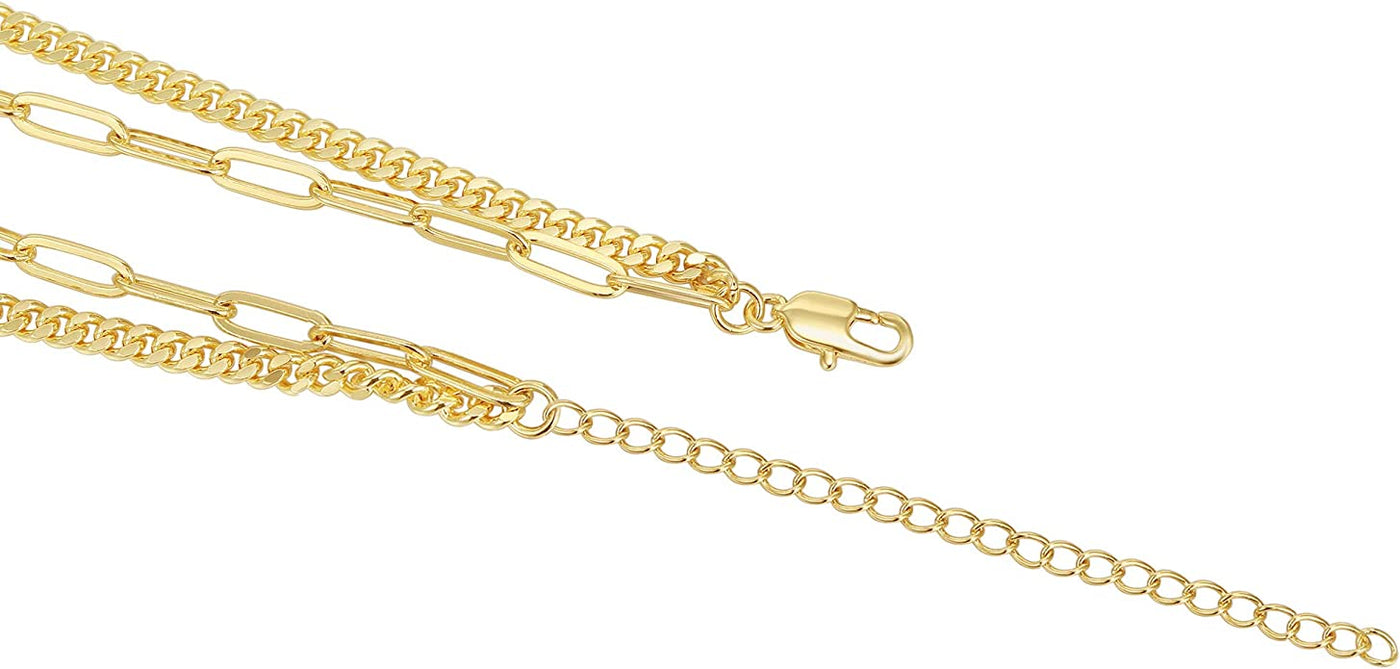 Layered Paper Clip + Cuban Chain Necklace