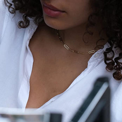 Paper Clip Chain + Initial Pendant Necklace