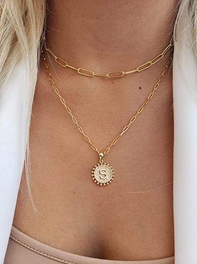 Paper Clip Chain + Initial Pendant Necklace