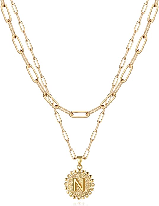 Paper Clip Chain + Initial Pendant Necklace