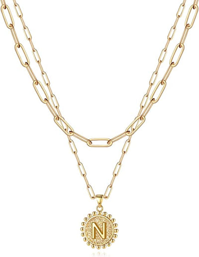 Paper Clip Chain + Initial Pendant Necklace