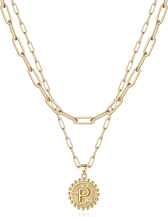 Paper Clip Chain + Initial Pendant Necklace